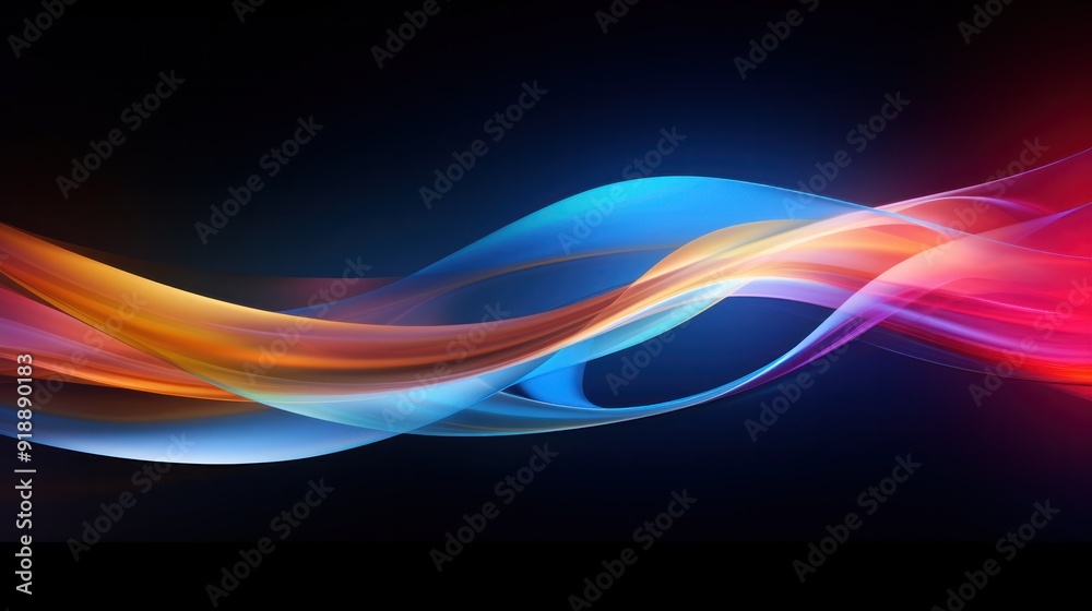 Poster dynamic abstract composition of glowing multicolored lights creating