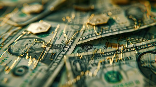 Crumbling financial charts symbolizing economic decline