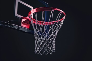 New basketball hoop isolated on black background Horizontal sport design for various uses