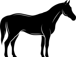 Horse, farm animal black icon, vector illustration