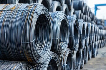 Pile of high carbon wire rod for heavy industry and construction projects