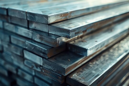 Pile of stainless steel flat bars for background
