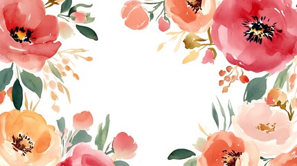 Watercolor Floral Border