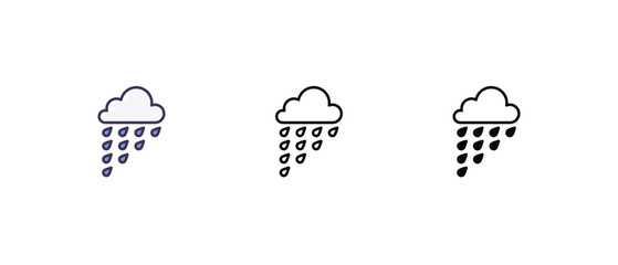 Rain Icons set thin line and glyph vector icon illustration