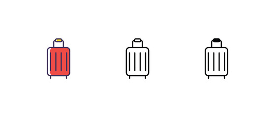 Luggage Icons set thin line and glyph vector icon illustration