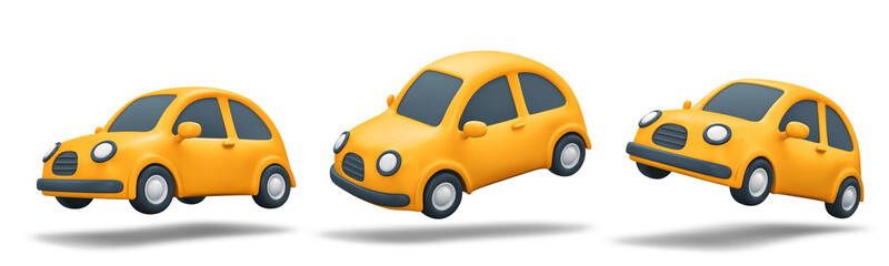 Jumping yellow cars isolated on white. Clipping path included © ptasha