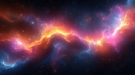 Fototapeta premium Nebula with bright pink and orange colors suitable for backgrounds, book covers, posters, and futuristic design projects. Ethereal and captivating.