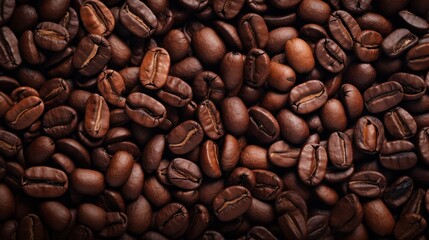Naklejka premium Rich and textured background of freshly roasted coffee beans