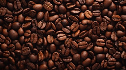 Naklejka premium Rich and textured background of freshly roasted coffee beans