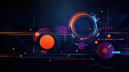 Obraz premium futuristic abstract background neon glow on dark background with geometric shape fractal