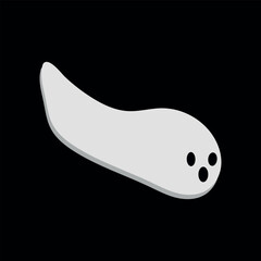 white ghost of halloween on black background scary monster autumn holiday spooky spirit flying ghost icon vector illustration