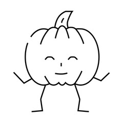 pumpkin character line icon vector. pumpkin character sign. isolated contour symbol black illustration