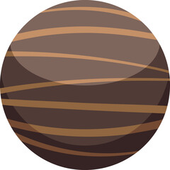 Round chocolate candy with decorative swirls is making your mouth water