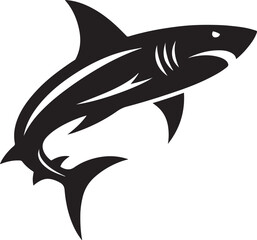 A sleek shark silhouette, gliding through the water with its sharp dorsal fin and streamlined body, exuding power and stealth..







