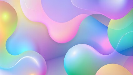 Holographic liquid background. Holograph blue, yellow, pink colors texture with foil effect. Hyalographic iridescent backdrop. Pearlescent gradient for design prints. 3d soft Metallic texture