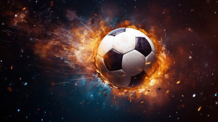 Fototapeta premium A detailed photo of a soccer ball caught in the goal net
