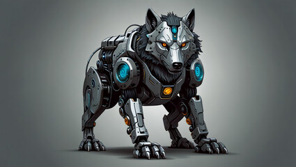 vector wolf robot illustration