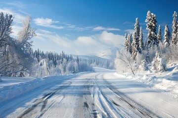 Obraz premium Winter driving on mountain road