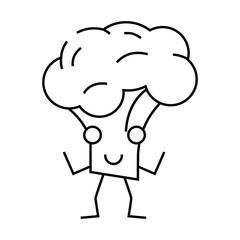 broccoli character line icon vector. broccoli character sign. isolated contour symbol black illustration