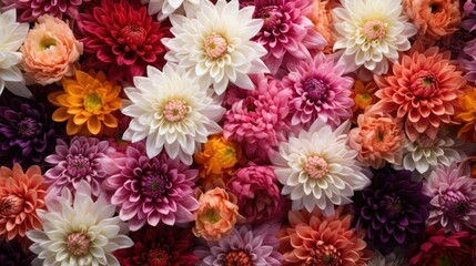 A vibrant wall adorned with a stunning array of chrysanthemums in red