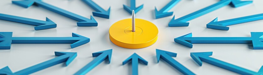 Colorful arrows point towards a central target, symbolizing focus, direction, and goal achievement in a dynamic visual composition.