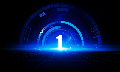 Abstract Door open Light Number 1 of technology background Hitech communication concept innovation background vector design.