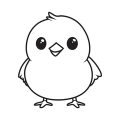 Fototapeta premium Chicken Outline Design, Chicken Clipart, Cute Chicken illustration in black and white 