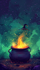 a steaming cauldron for halloween