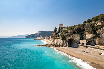 Castle Overlooking Turquoise Waters, Italian Riviera
