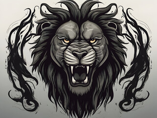 Obraz premium lion head illustration, lion head vector