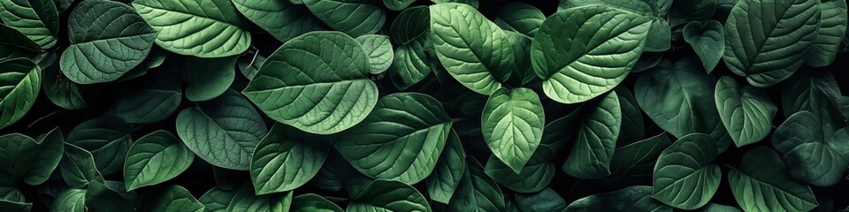 Obraz premium Close up view of a dense cluster of vibrant green leaves, showcasing their lush and vibrant green colors in detail. 
