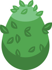 Green egg covered with leaves symbolizing ecology and sustainability