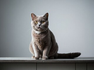 Cute british short hair cat grey fur animal photography