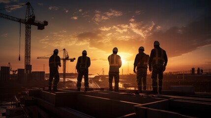 Fototapeta premium Team of construction workers and an engineer