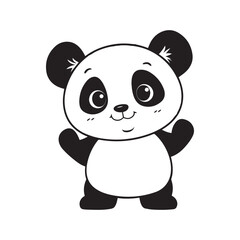 Obraz premium Giant panda Outline Design, Giant panda Clipart, Cute Giant panda illustration in black and white 