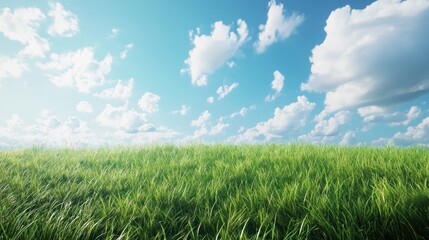 Obraz premium Green Grass and Blue Sky