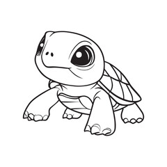 Fototapeta premium Turtle Outline Design, Turtle Clipart, Cute Turtle illustration in black and white 