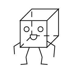 cube geometric shape character line icon vector. cube geometric shape character sign. isolated contour symbol black illustration