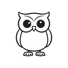 Fototapeta premium Owl Outline Design, Owl Clipart, Cute Owl illustration in black and white 