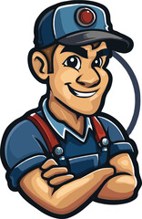 Mechanic cartoon logo design illustration white background