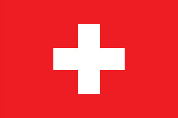 Switzerland flag. Red flag with a white cross in the center.