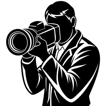 recommend clip art: Photographer with camera silhouette vector