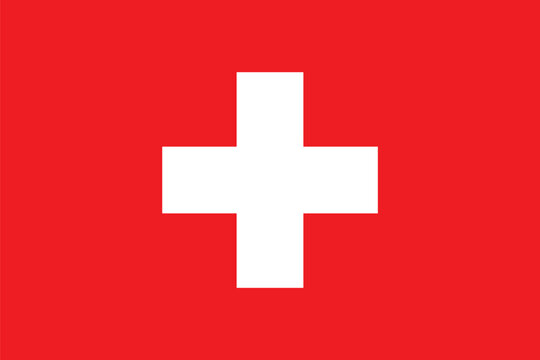 Switzerland flag. Red flag with a white cross in the center.