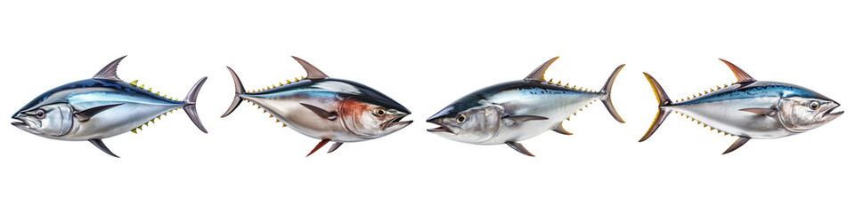 Fototapeta premium Collection set of tuna Fish isolated on transparent background
