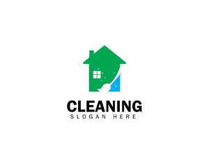 house residential commercial cleaning logo design vector icon symbol template