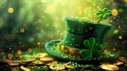 St. Patrick's Day Celebration: Shamrock Hat, Pot of Gold, and Green