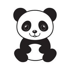 Giant panda Outline Design, Giant panda Clipart, Cute Giant panda illustration in black and white 
