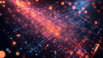 Fototapeta premium 25. Digital-inspired abstract geomatics with grid patterns and glowing intersections