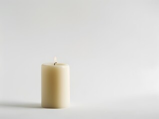Solitary Candle Flame in Minimalist White Setting