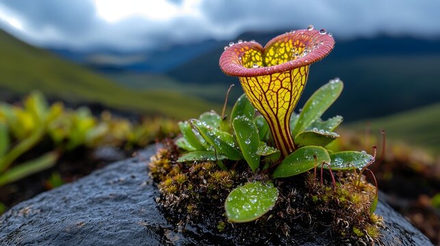 Close-up of Heliamphora (sun pitcher plant), tepui habitat